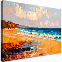 LEINWANDBILD Strand Meer Landschaft wie gemalt 90x60cm - Orange, Textil (90/60cm) - Feeby
