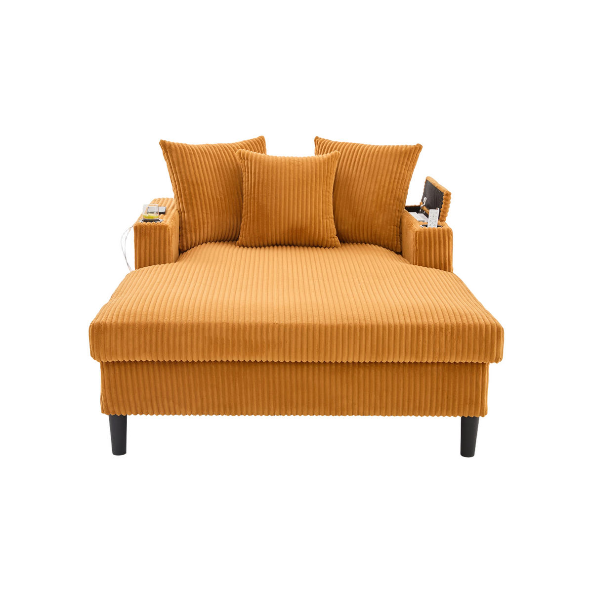 SCHLAFSOFA DE-33807 LED-Beleuchtung und USB Senfgelb - Gelb, Metall (129/70/170cm) - ComfortXL