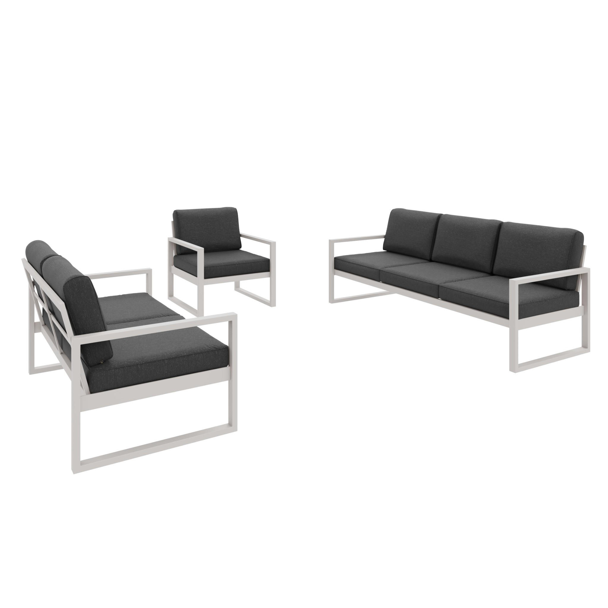 GARTENSET Madera für 6 Personen Balkonmöbel Aluminium Terassenmöbel Sitzbank, 4-tlg. Tisch kaschmir, graubraun - Kaschmir/Braun, Kunststoff/Metall - Margaret Hadas24