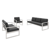 GARTENSET Madera für 6 Personen Balkonmöbel Aluminium Terassenmöbel Sitzbank, 4-tlg. Tisch kaschmir, graubraun - Kaschmir/Braun, Kunststoff/Metall - Margaret Hadas24