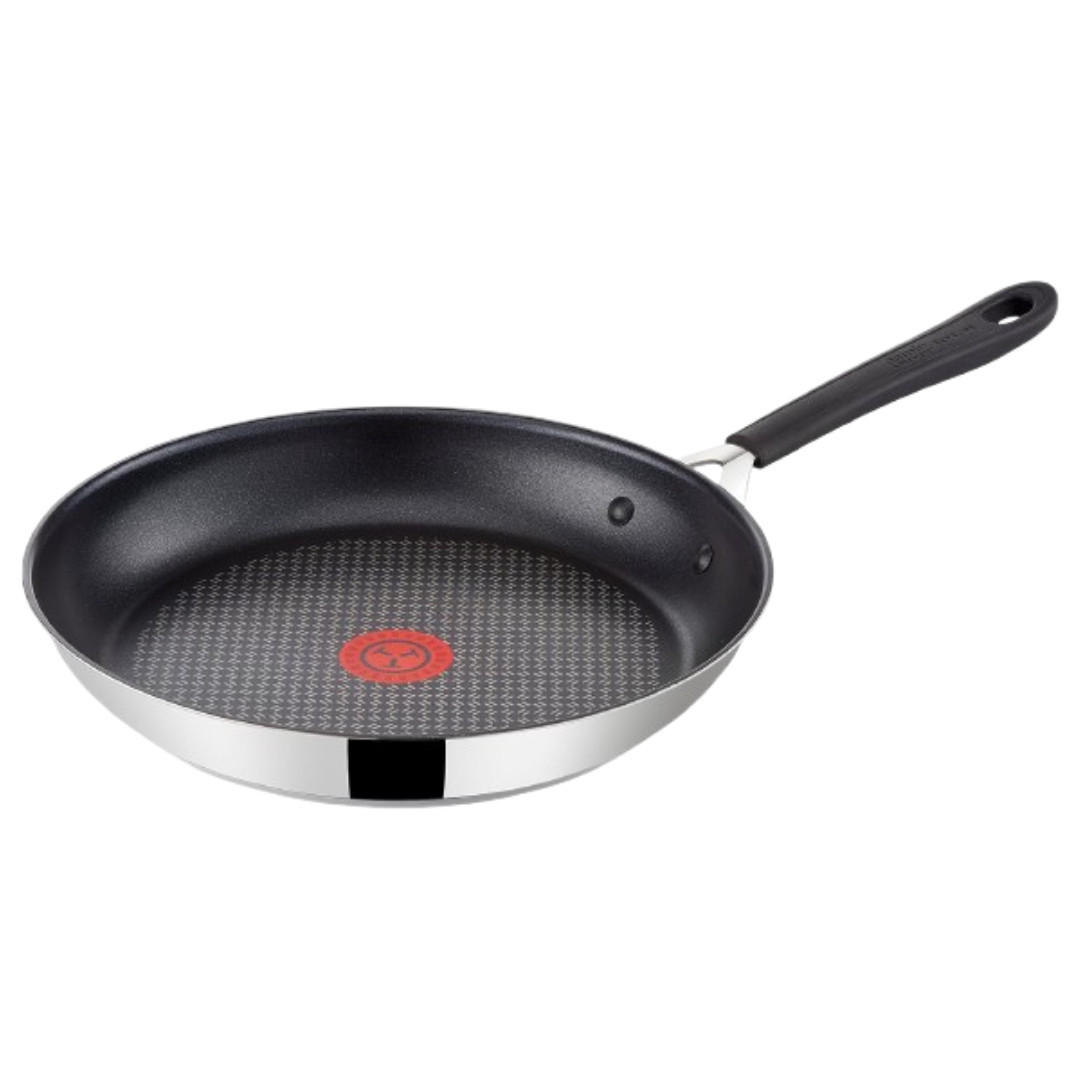 BRATPFANNE 28 cm Edelstahl Antihaft Induktion Silber für alle Herdarten - Silberfarben/Schwarz, Metall (28cm) - Tefal