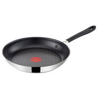 BRATPFANNE 28 cm Edelstahl Antihaft Induktion Silber für alle Herdarten - Silberfarben/Schwarz, Metall (28cm) - Tefal
