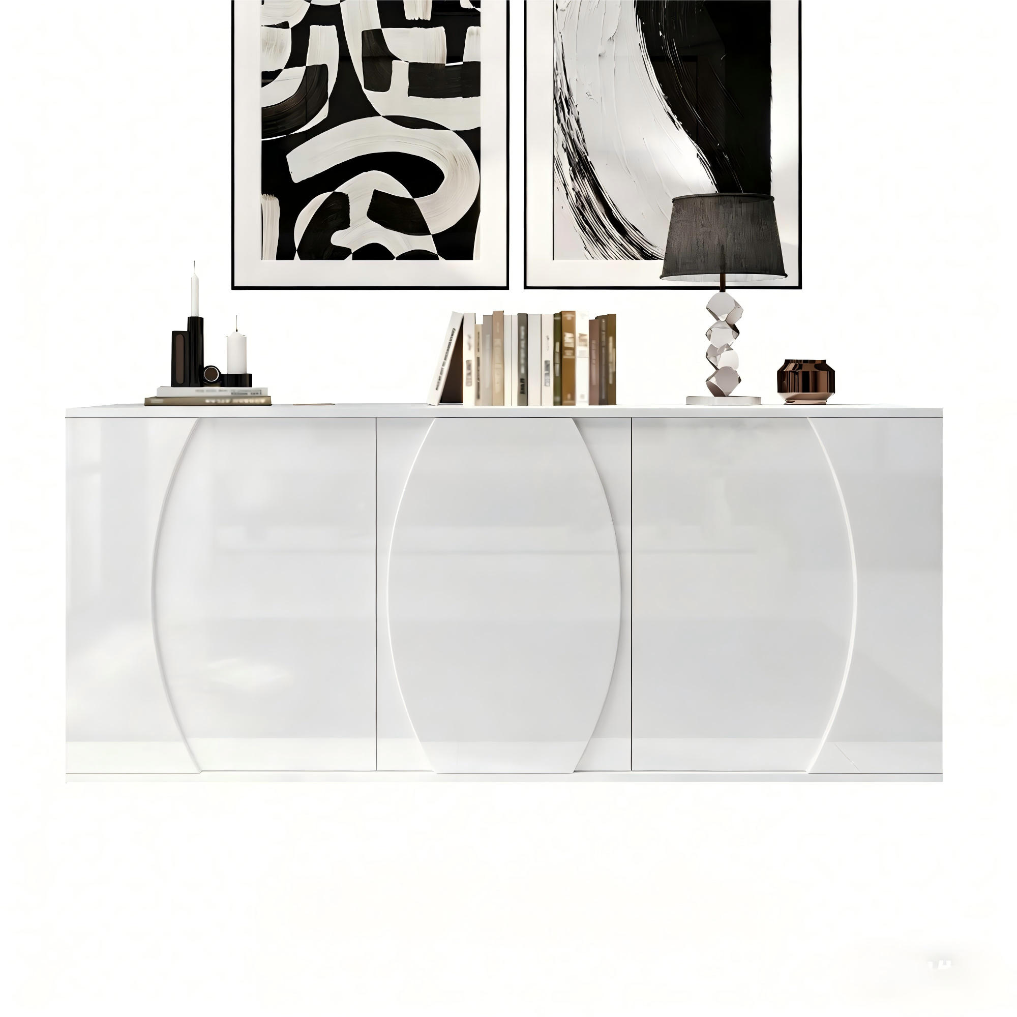 SIDEBOARD 150/40/70 cm in Weiß mit 3 Türen & LED-Beleuchtung - Weiß, Holzwerkstoff (150/70/40cm) - BEAOK