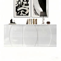 SIDEBOARD aus Spanplatte 150x40x70 cm Weiß mit LED-Beleuchtung, 3 Türen und verstellbaren Einlegeböden - Weiß, Holzwerkstoff (150/70/40cm) - Modfu