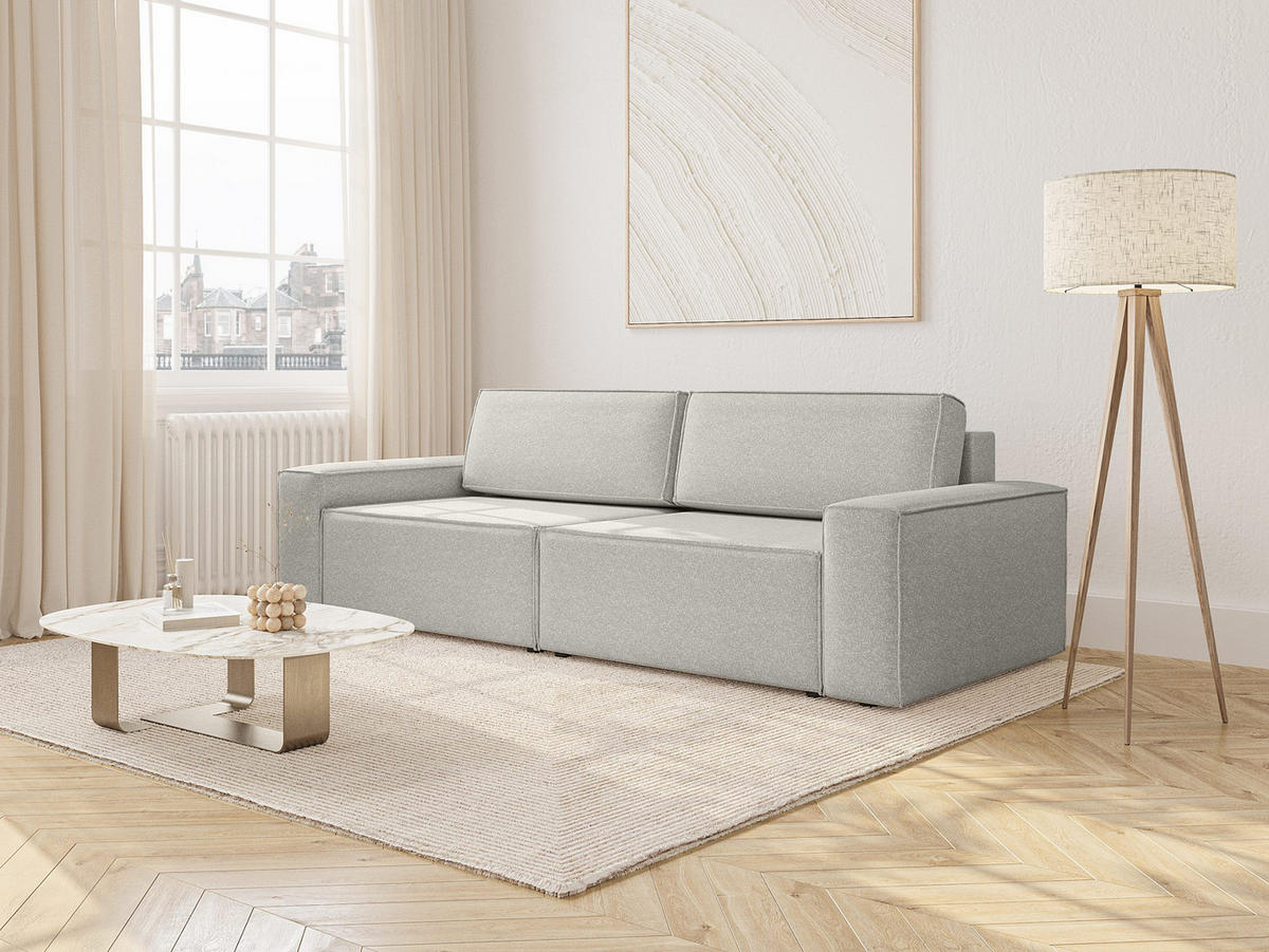 SOFA Lummo Mi mit Schlaffunktion, Grau - Grau, Textil (246/70/185cm) - Fedve