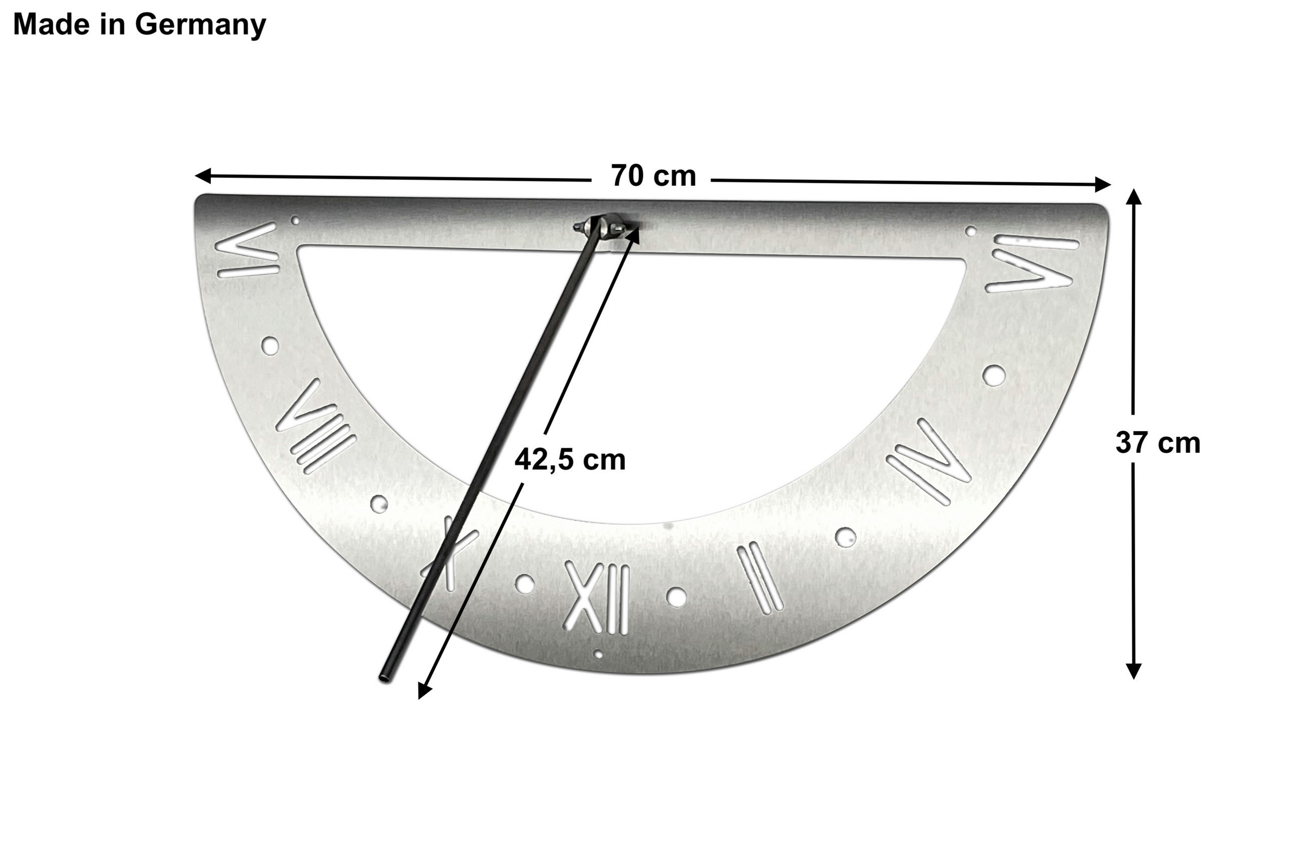SONNENUHR für die Wand Edelstahl Rostfrei 70 cm 96206 - Silberfarben, Metall (70/37/40cm) - DanDiBo