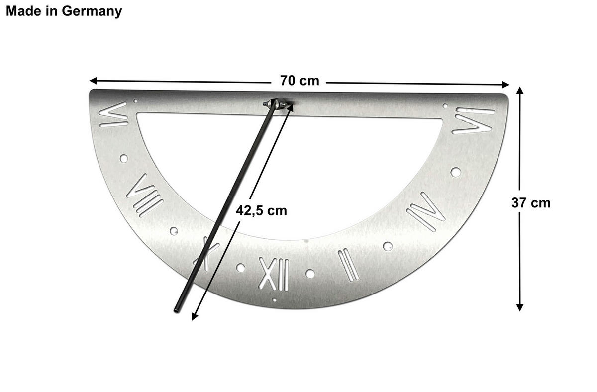 SONNENUHR für die Wand Edelstahl Rostfrei 70 cm 96206 - Silberfarben, Metall (70/37/40cm) - DanDiBo
