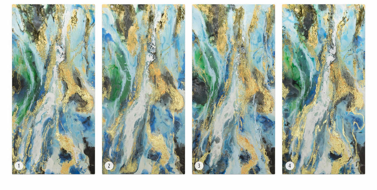 ACRYLBILD HANDGEMALT 60/120 cm - Blau/Weiß, Holz/Textil (1.7/120cm) - KUNSTLOFT