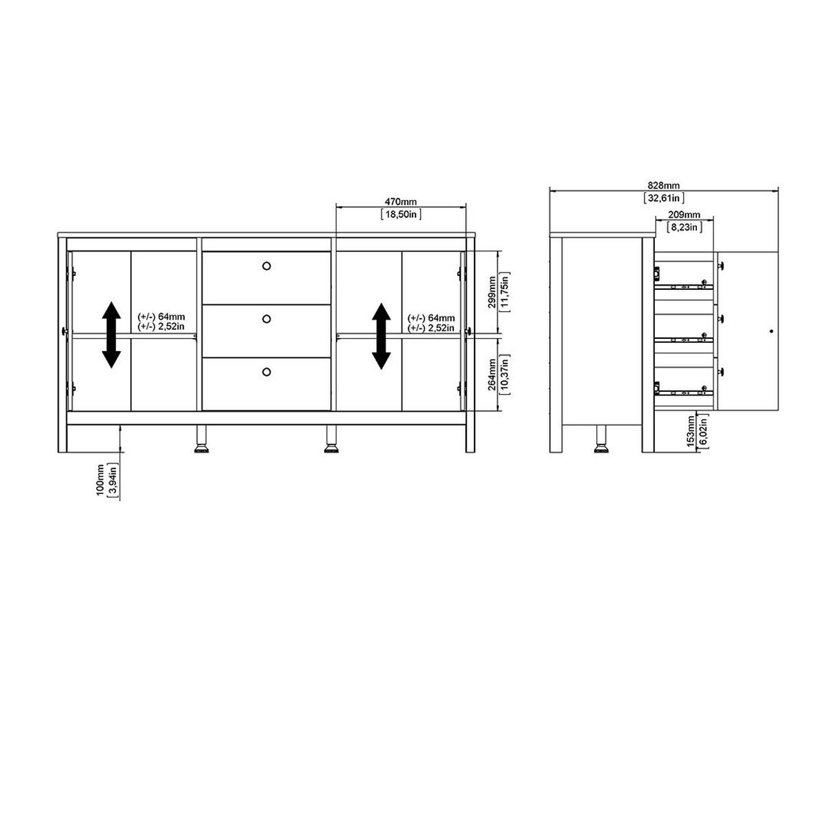 SIDEBOARD, Madrid, Eiche, Holzwerkstoff, 152 x 39 x 80 cm - Eichefarben, Holzwerkstoff (152/80/39cm) - ebuy24