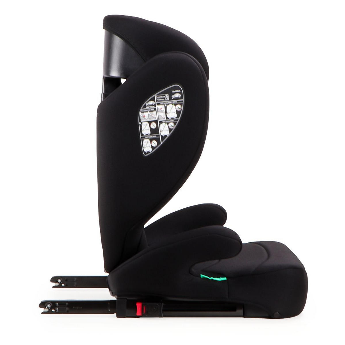 SITZERHÖHUNG i-Race i-Size schwarz 100-150 cm Isofix Rückenlehne abnehmbar Kopfstütze - Schwarz, Kunststoff (45/59/41cm) - Moni