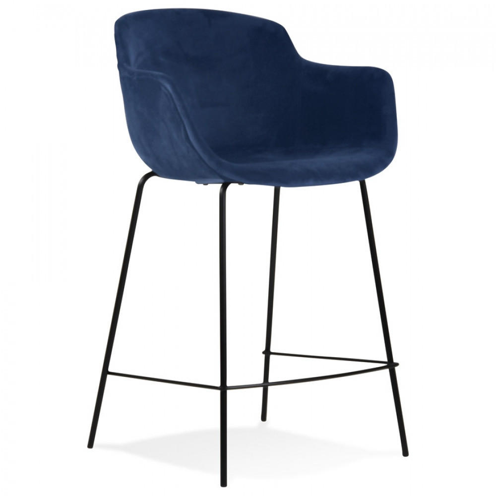 BARHOCKER Blau 54x97.5x59cm - Blau/Schwarz, Textil/Metall (54/97.5/59cm) - AlterEgo