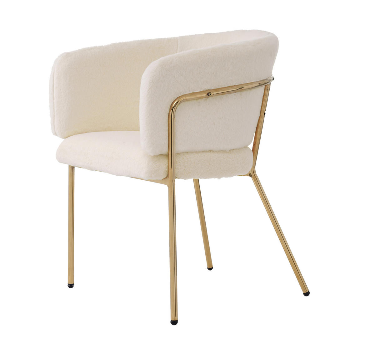 ESSSTUHL 57x57x77 cm in Beige, Kaninchensamtimitat, Metallgestell, leicht luxuriös - Beige, Textil (57/77/57cm) - Modfu