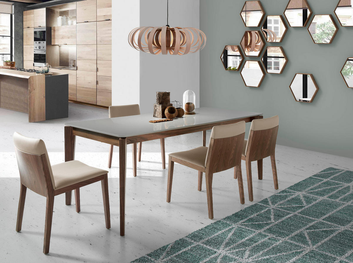 WANDSPIEGEL Wandspiegel sechseckig Walnuss 46/40/6 cm - Walnussfarben, Holz (46/6/40cm) - ANGEL CERDA