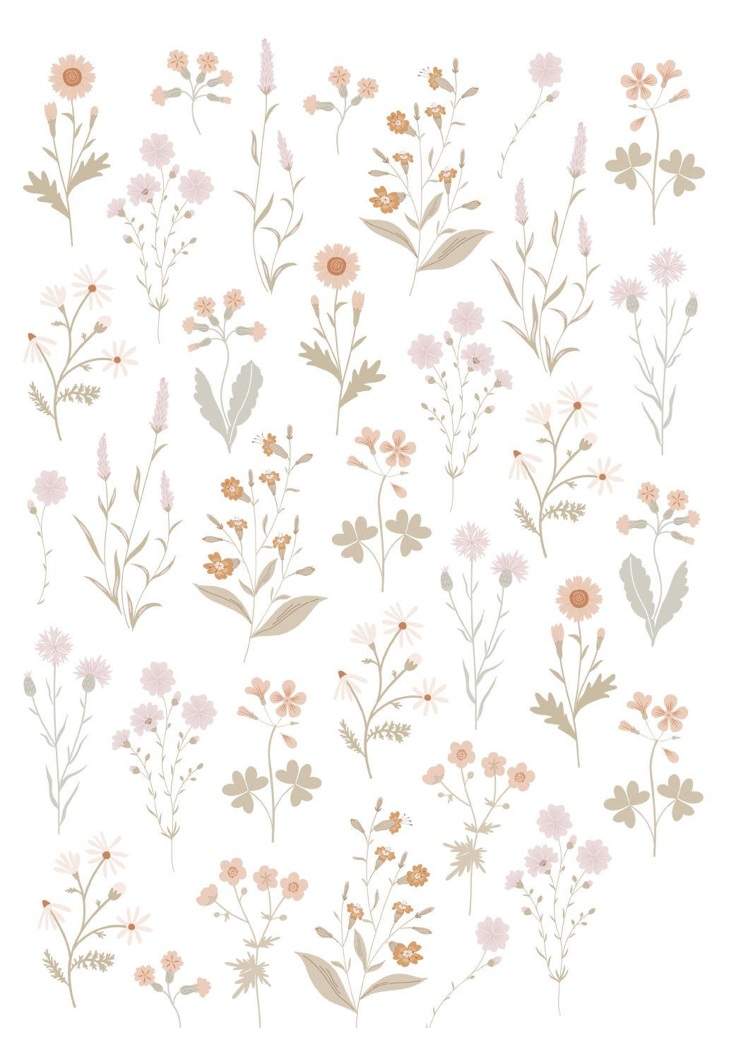 WANDTATTOO Feldblumen 33 x 47.5 cm - Multicolor, Papier (33/47.5/47.5cm) - ESTAhome