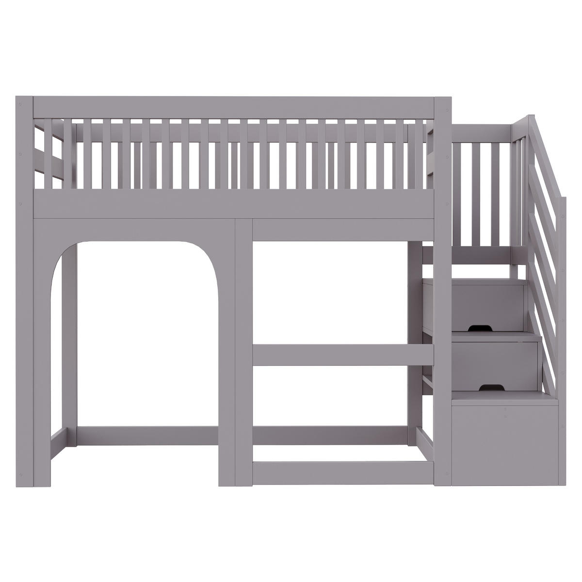 HOCHBETT 90/200 cm mit Stauraum und LED, DE-41584, in Grau - Grau, Holzwerkstoff (90/200cm) - ComfortXL