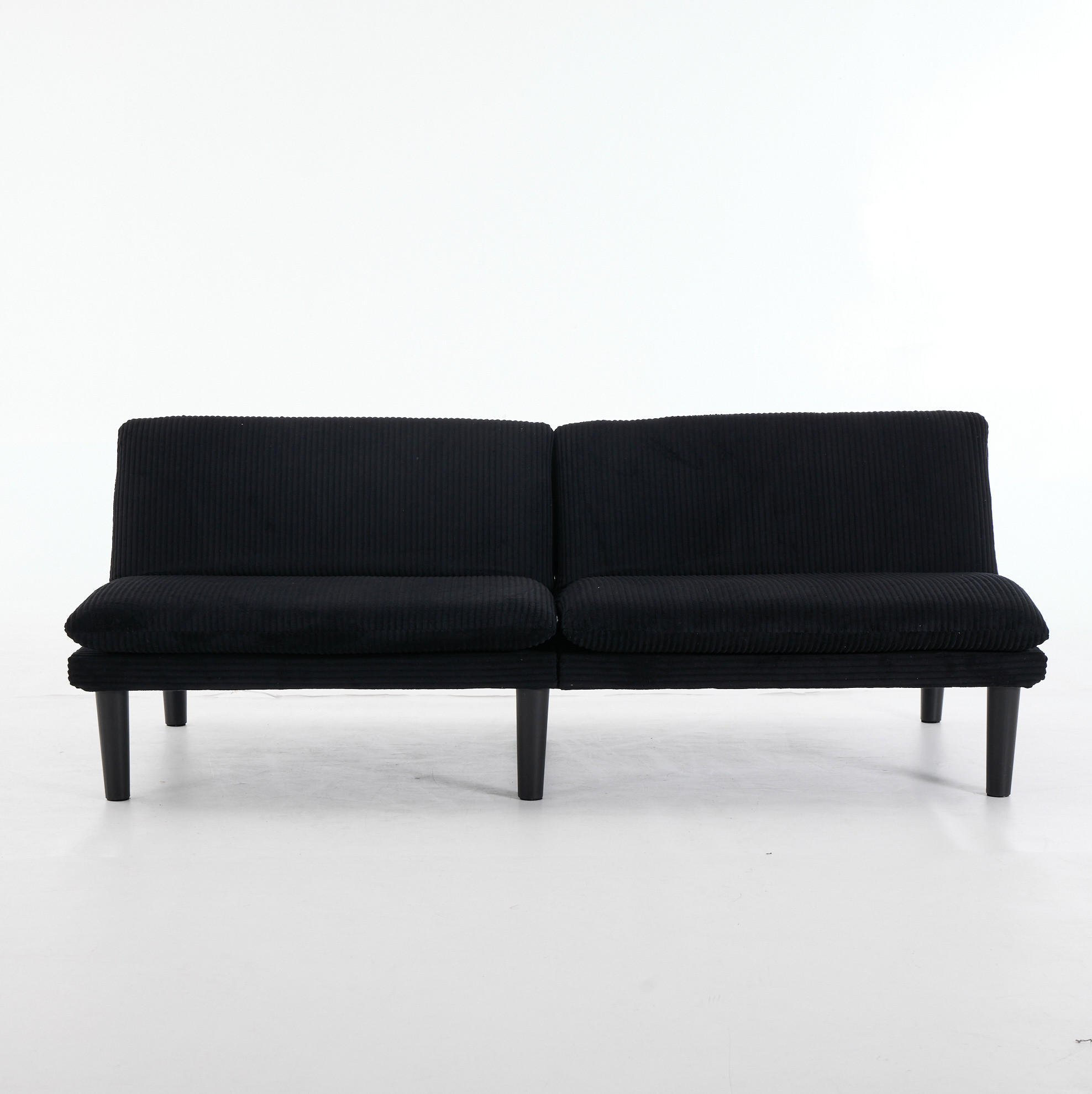 SOFA mit 3-stufig verstellbarer Rückenlehne Schwarz 2-Sitzer - Schwarz, Holzwerkstoff (168/67/86cm) - Meubliv