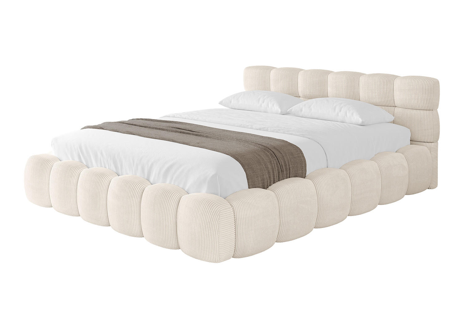 POLSTERBETT mit Bettkasten und Lattenrost, Boxbett ohne Matratze - LEYA-v1 200x200 Beige - Beige, Holzwerkstoff/Textil (200/200cm) - ALTDECOR