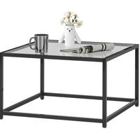 COUCHTISCH 68/68/39 cm mit gehärteter Glasplatte und Stahlgestell im Industrial-Stil, Schwarz - Schwarz, Glas (68/68/39cm) - Redom