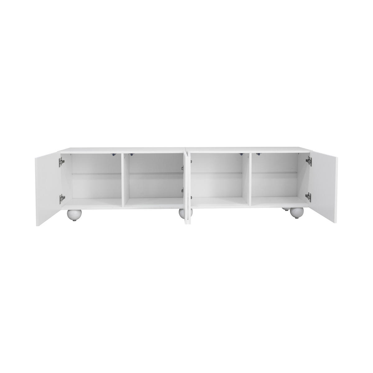TV-SCHRANK Weiß 180,5/38/50 cm Doppeltüren Offene Fächer 3D-Türpaneele - Weiß, Karton (38/50/180.5cm) - PANGIVO