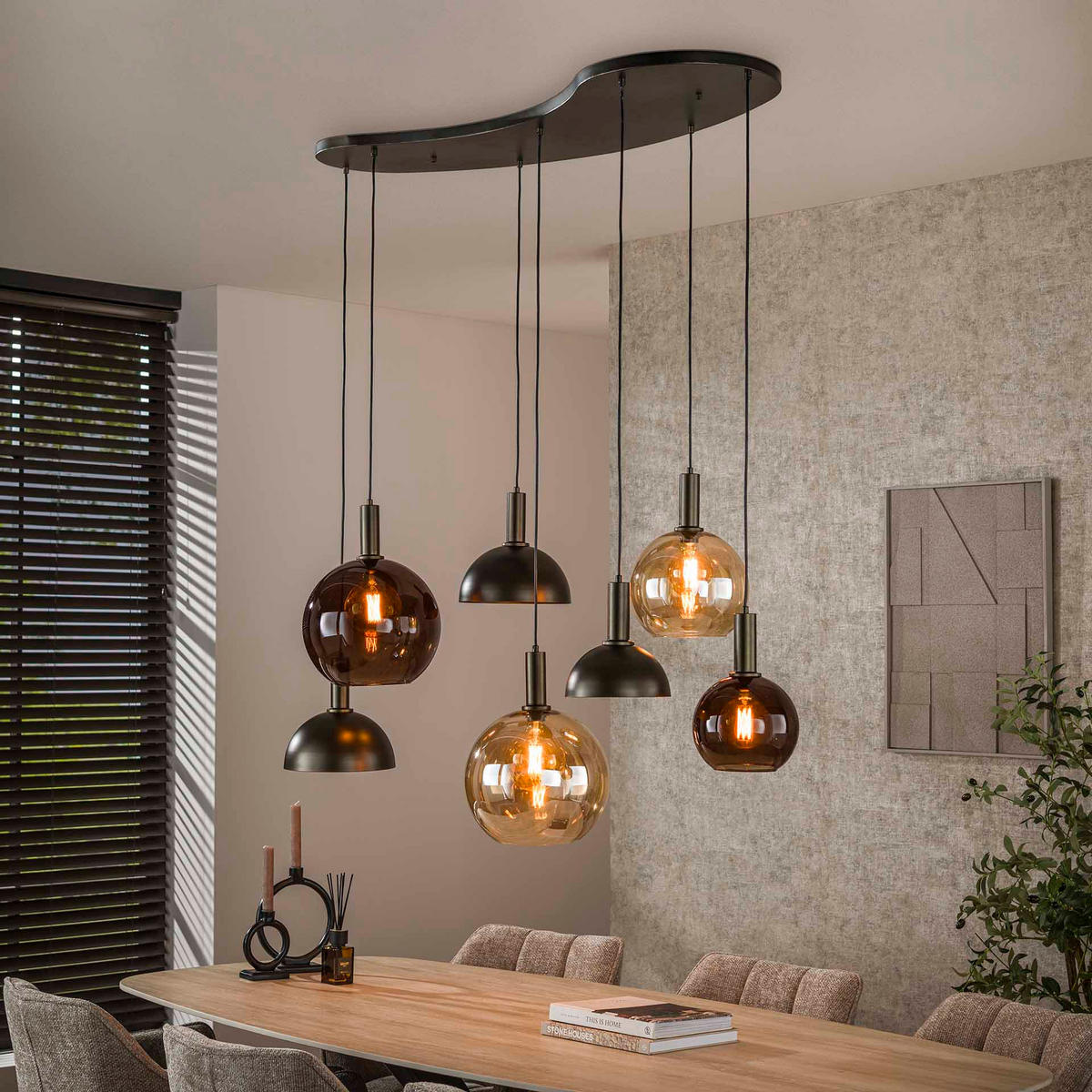 HÄNGELAMPE Cluster Braun 55/145/150 cm - Schwarz, Glas (55/145/150cm) - Hoyz Collection