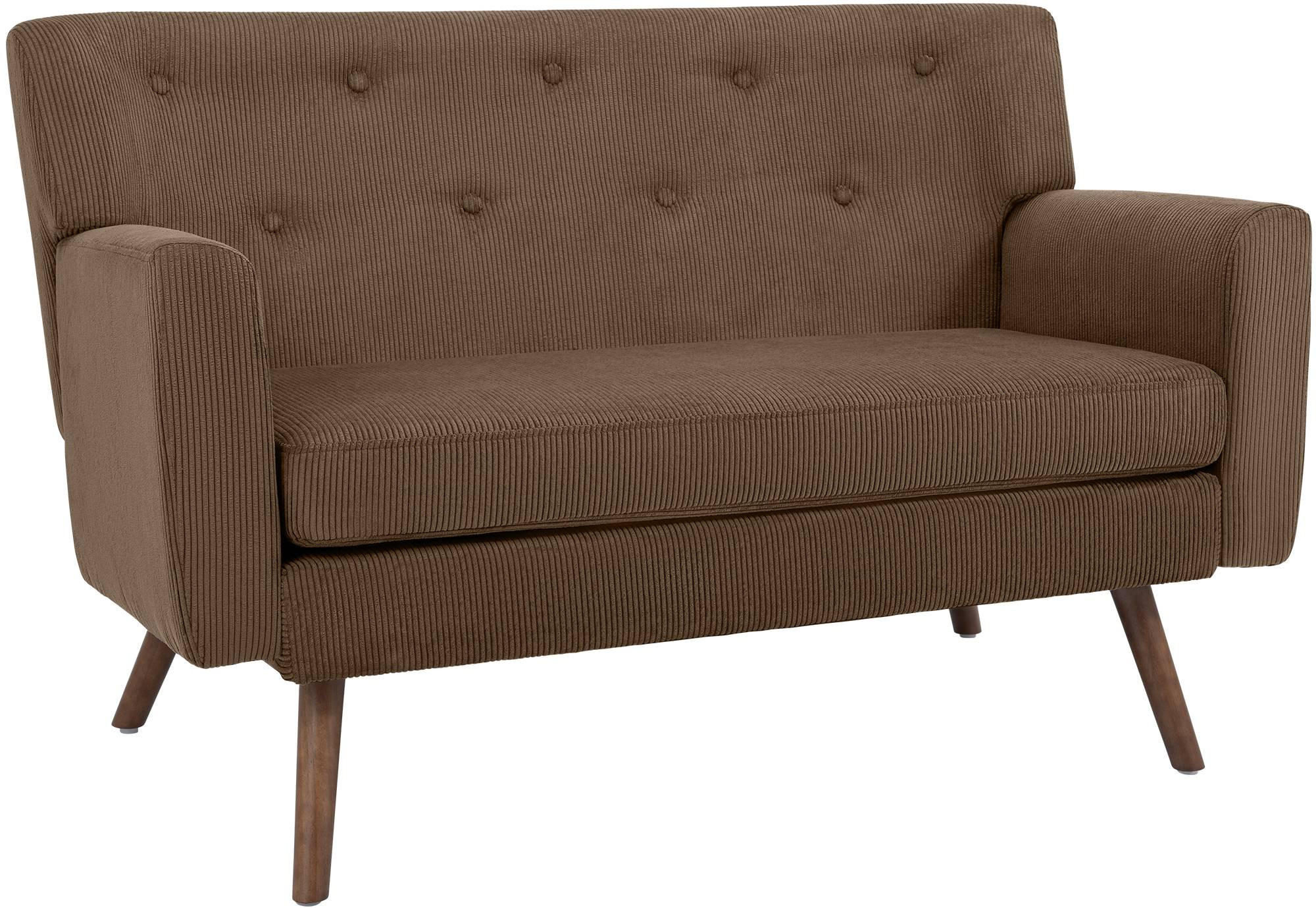 SOFA Arne Cord 2-Sitzer 120x74x81cm Cord Dunkelbraun Couch - Dunkelbraun, Kunststoff (120/81/74cm) - DELUKE