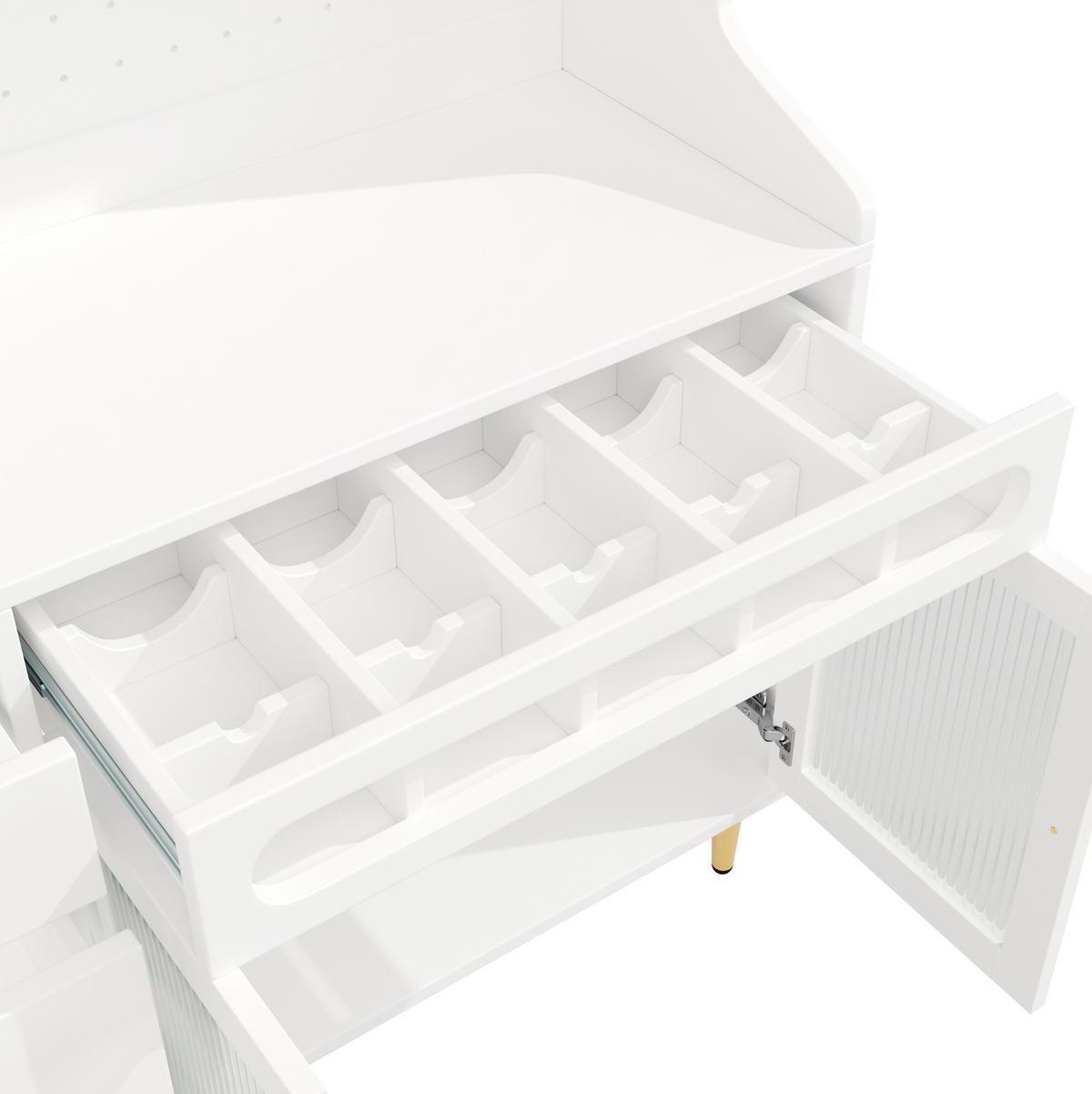 HOCHSCHRANK mit LED 145 x 39 x 171 cm MDF Glas Weiß - Weiß, Glas (39/171/145cm) - Meubliv