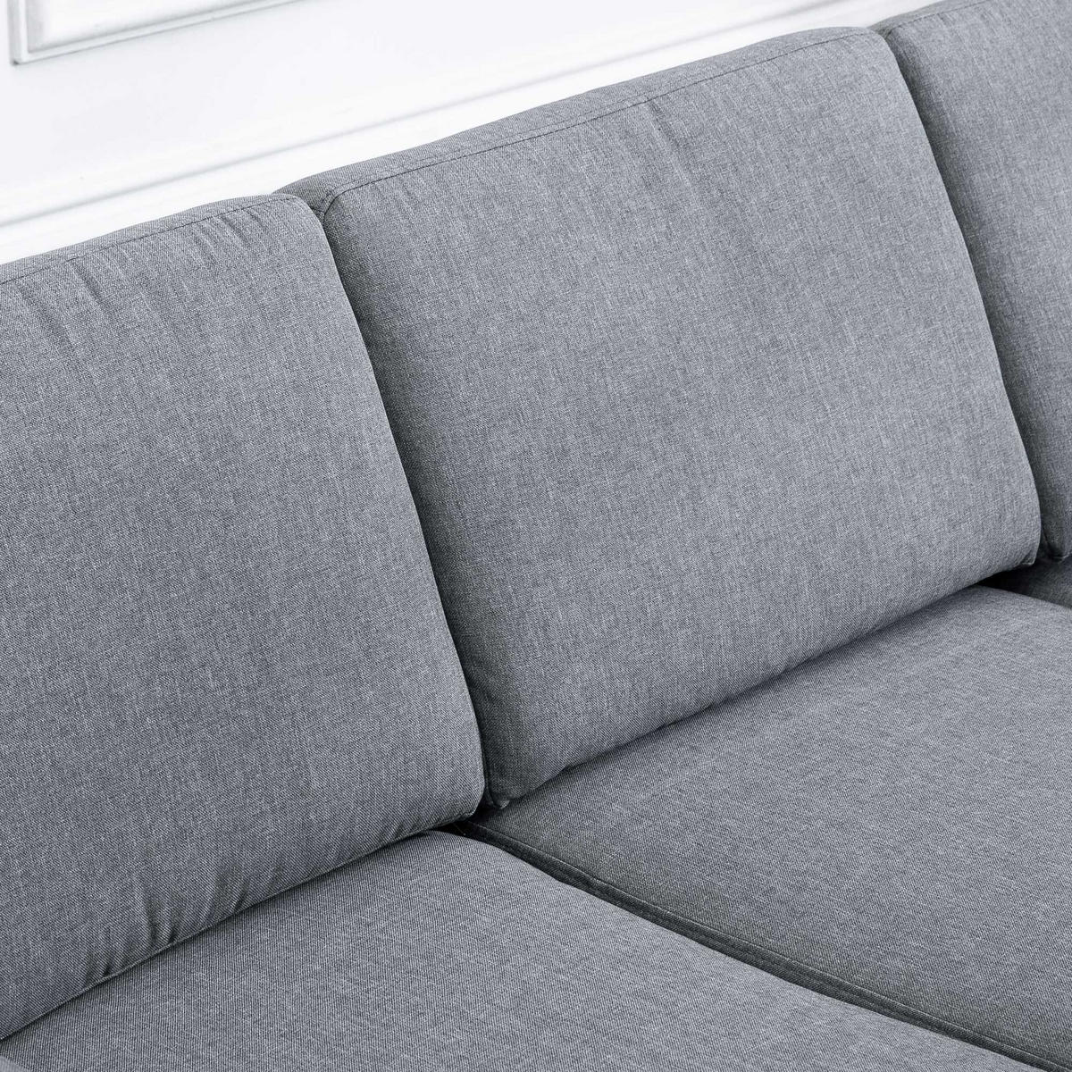 3-SITZER-SOFA aus Holz 200x82x78 cm in Dunkelgrau mit 6 Kissen - Dunkelgrau, Textil (82/78/200cm) - Modfu