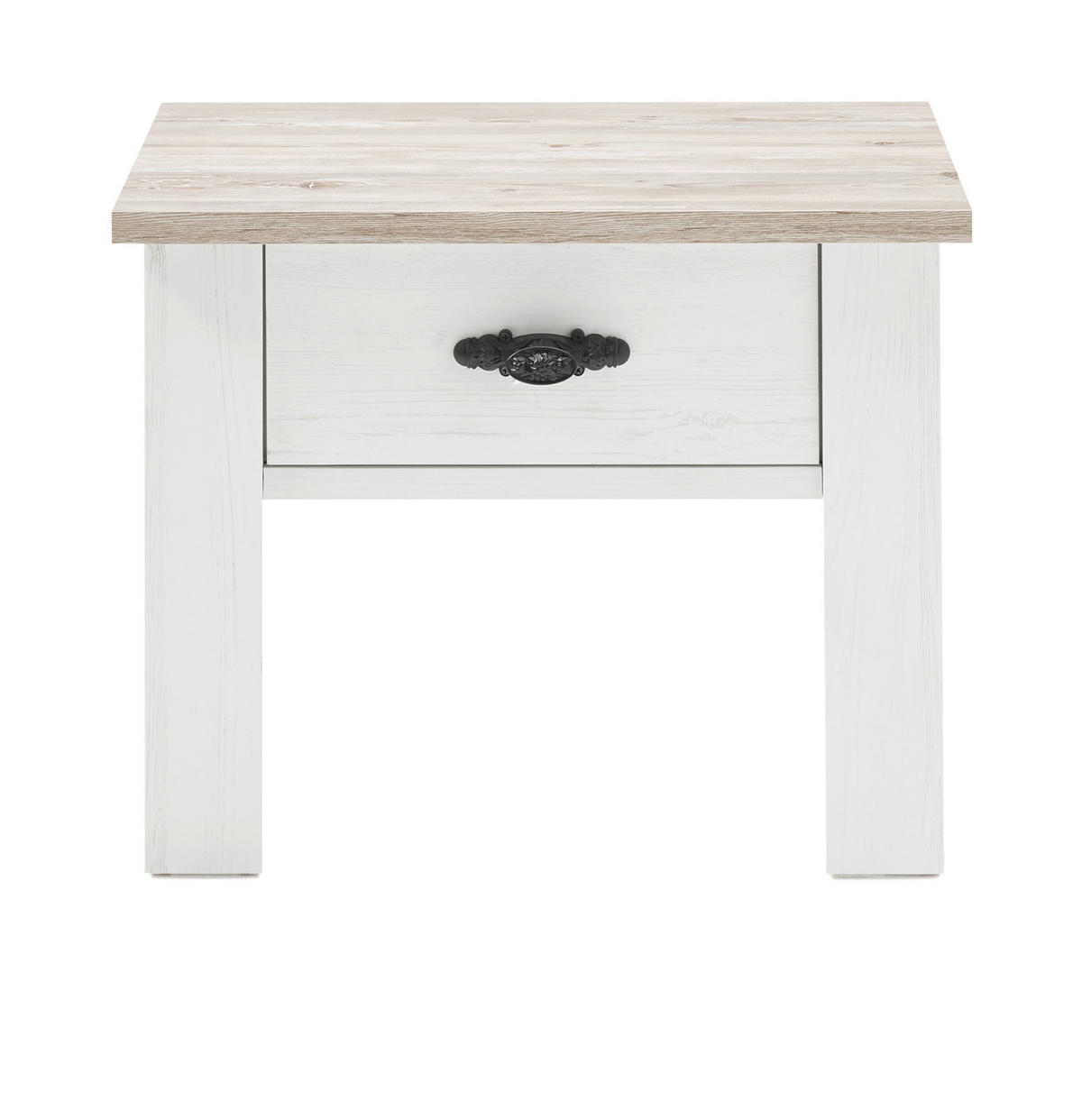 NACHTTISCH Pinie weiß, Oslo Pinie Landhaus, Nachtkommode, 58 x 45 cm - Weiß/Pinienfarben, Holzwerkstoff/Metall (40/86/58cm) - Furn.Design