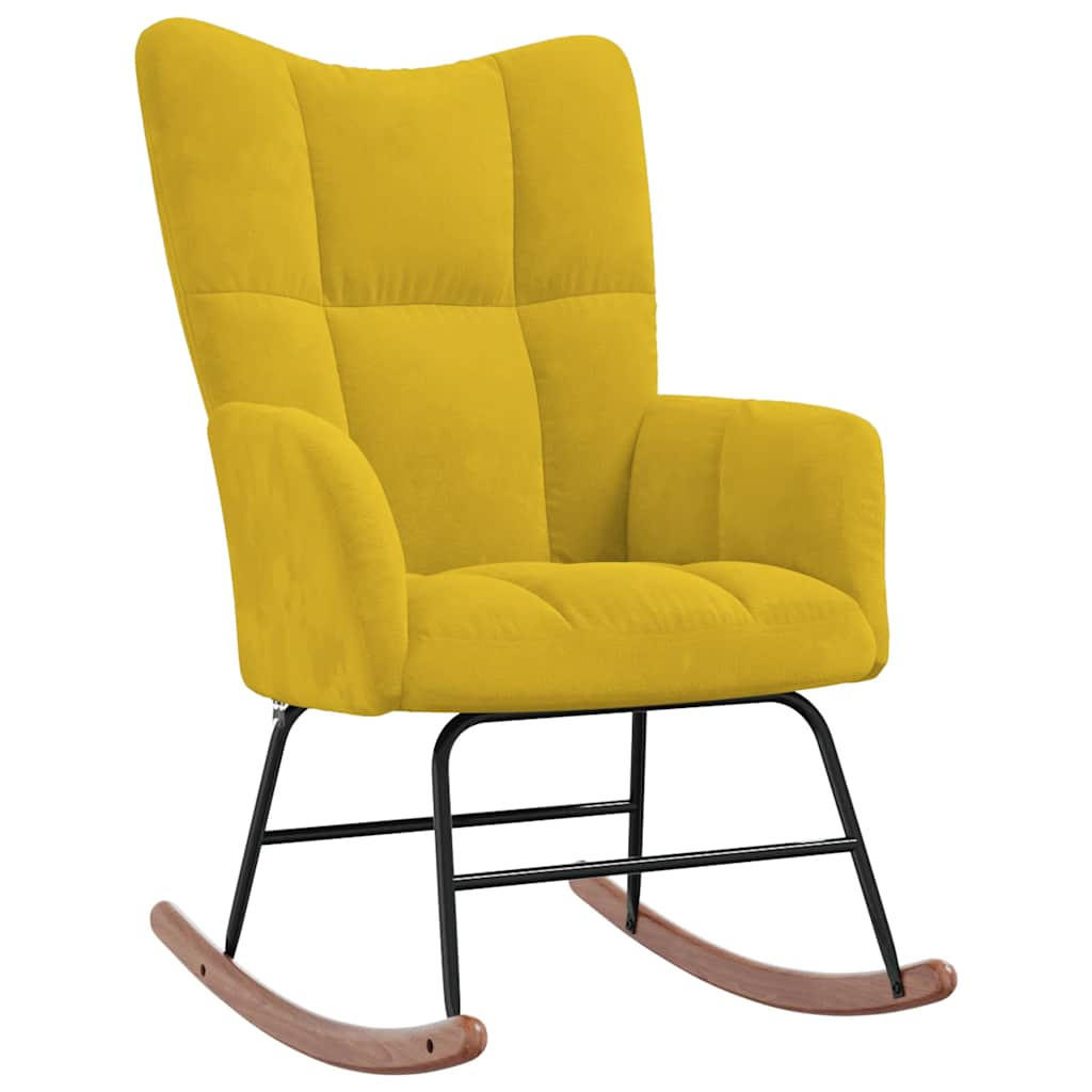 SCHAUKELSTUHL Samt Senfgelb - Gelb/Schwarz, Textil/Metall (61/98/78cm) - vidaXL