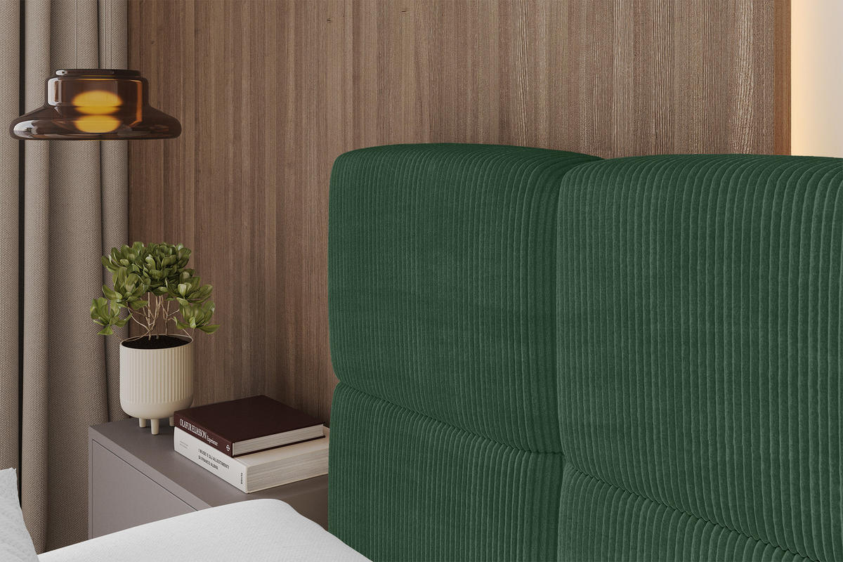 POLSTERBETT mit Bettkasten und Lattenrost, Bett mit Kopfteil, Boxbett ohne Matratze, Doppelbett mit Stauraum - NATA 120x200 Grün - Grün, Holzwerkstoff/Textil (120/200cm) - ALTDECOR