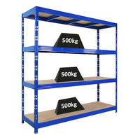 SCHWERLASTREGAL Rhino 200x200x60 cm 4 Spanplatten-Ebenen 8mm Fachlast 500 kg Blau - Blau, Metall (200/200/60cm) - PROREGAL