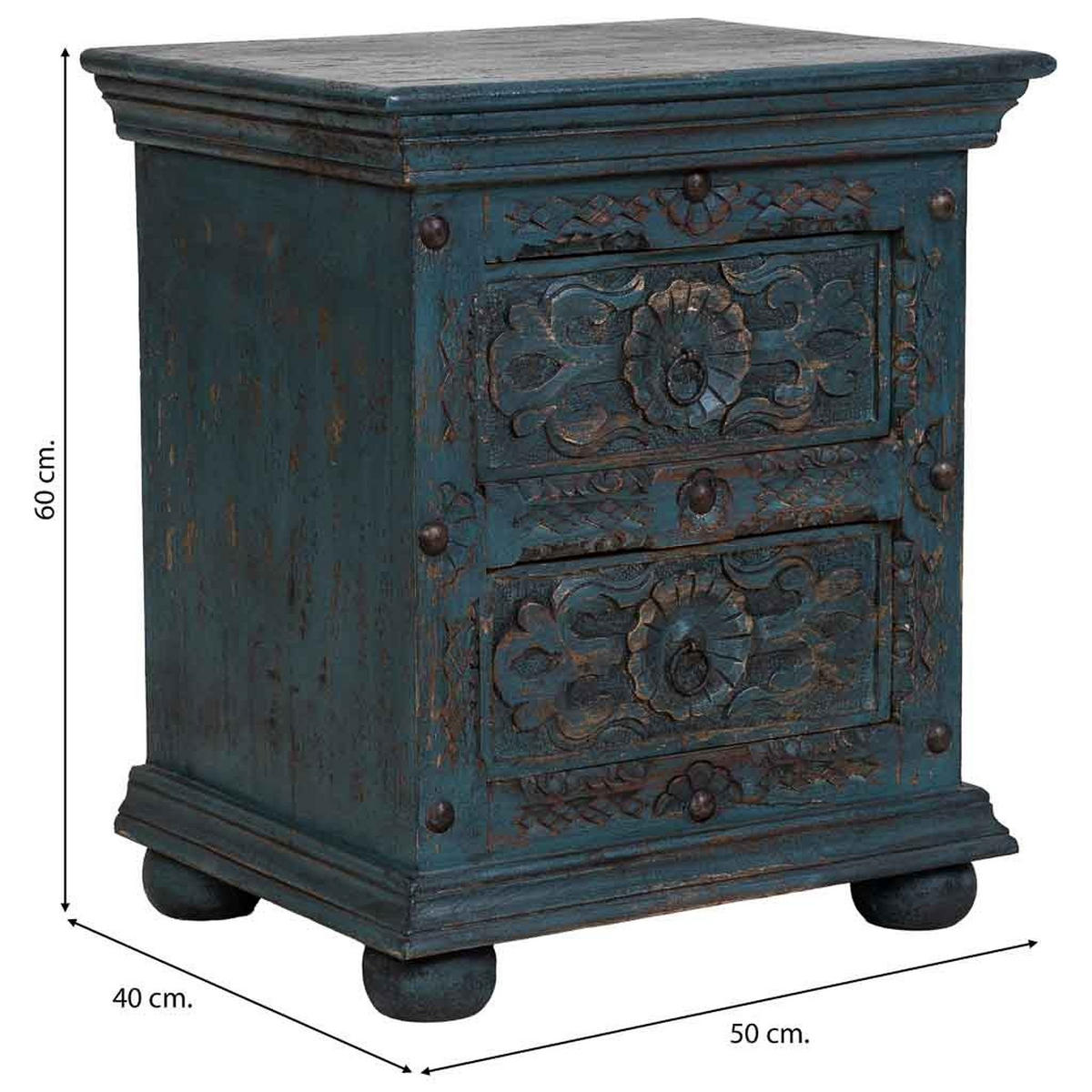 NACHTTISCH aus holz 50x40x60cm - Blau, Holz (50/60/40cm) - Wanderlust