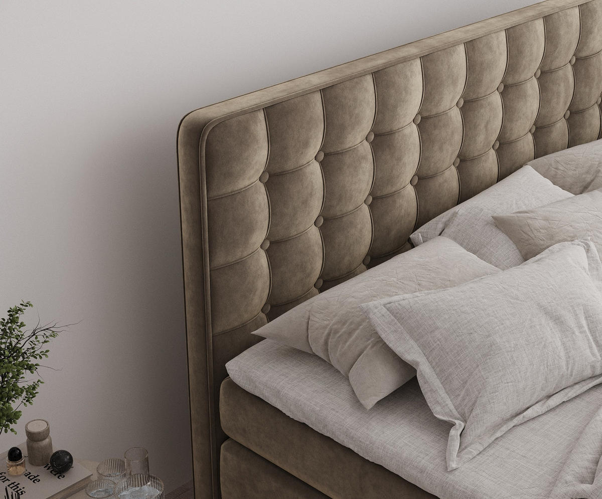 BOXSPRINGBETT Velouria Braun 140/200 cm - Schwarz/Braun, Holz/Holzwerkstoff (140/200cm) - Maison de Reve