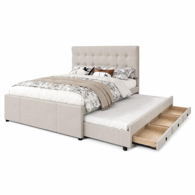 Beauniv Polsterbett Beige 140x200 cm