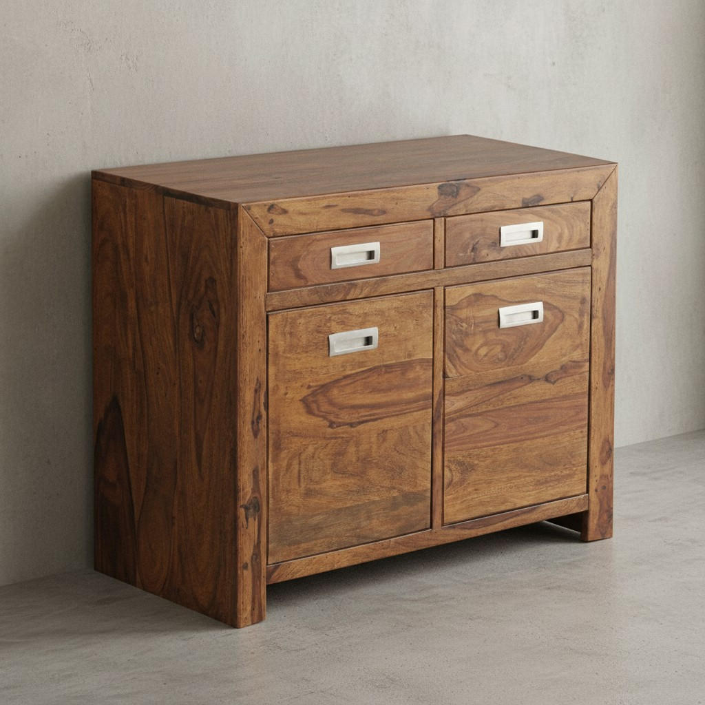 SIDEBOARD – Massivholz, 90 cm, 2 Türen, Schubladen, viel Stauraum - Braun, Holz (90/70/40cm) - KADIMA DESIGN