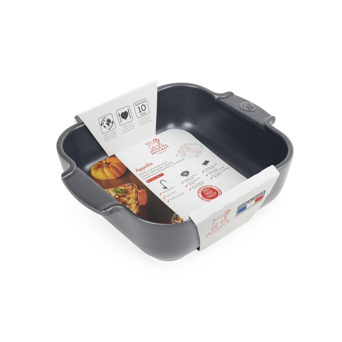 AUFLAUFFORM Keramik Appolia 21cm Quadratisch Schiefergrau Spülmaschinenfest - Grau, Keramik (17.5/21/6cm) - PEUGEOT