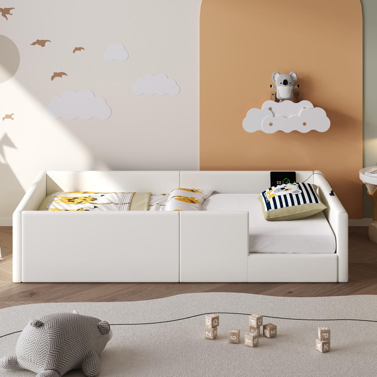 POLSTERBETT 90x200 cm Schutzgeländer weiß - Weiß, Holzwerkstoff (90/200cm) - LEBENLANG