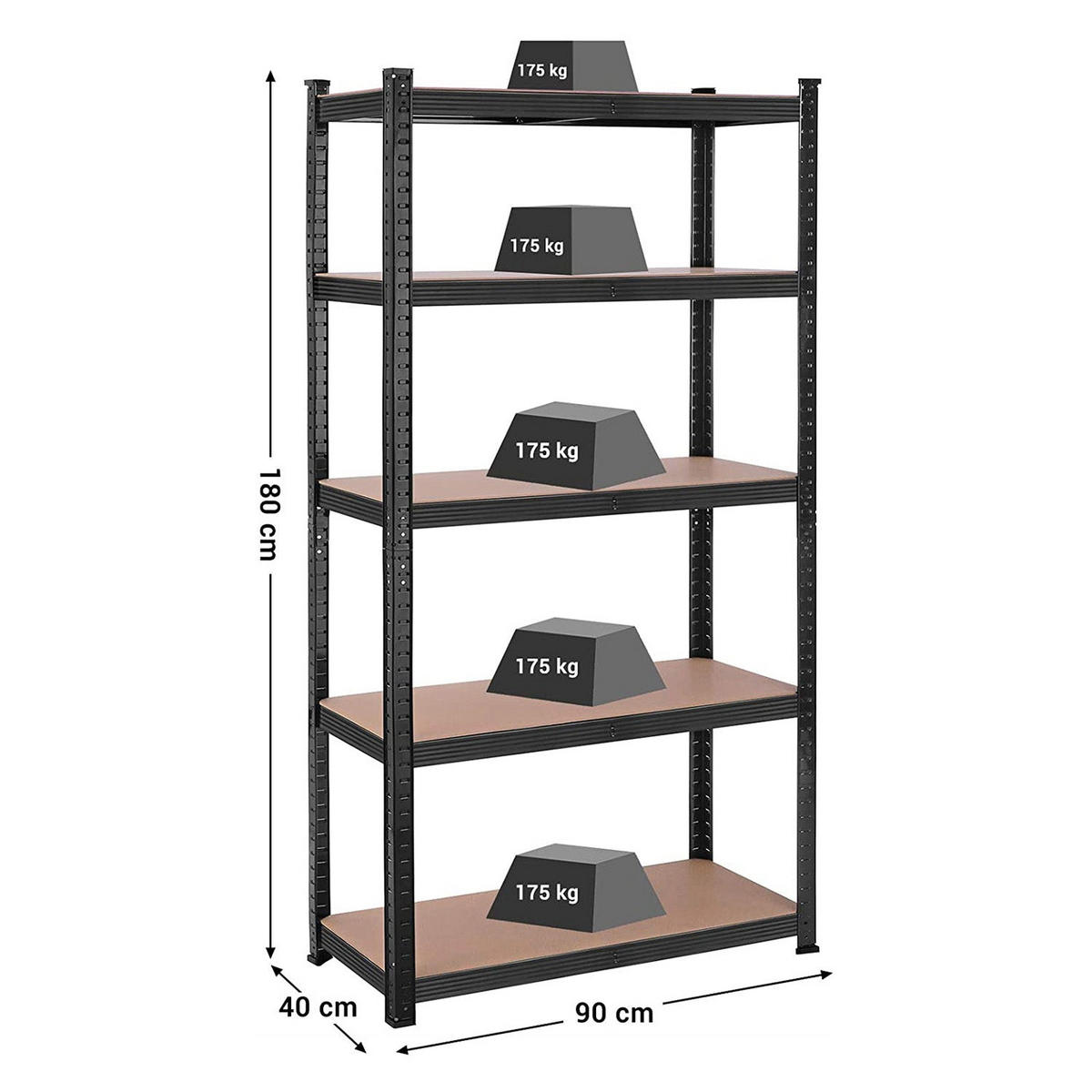 STANDREGAL 2ER-SET - Schwarz, Metall (90/180/40cm) - Hansiro