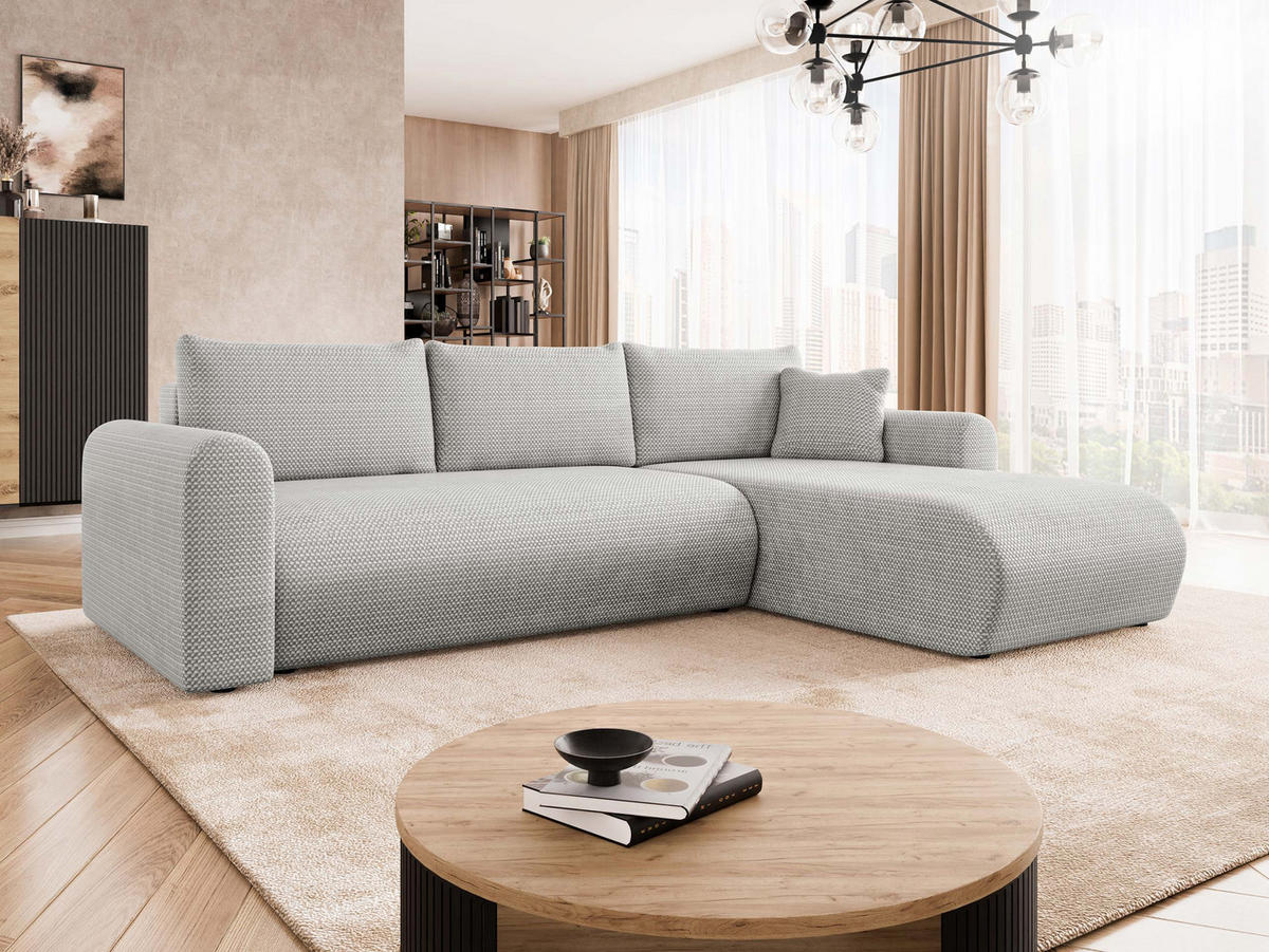 ECKSOFA Eliwo - Schwarz/Grau, Holz/Textil (252/158cm) - MIRJAN24