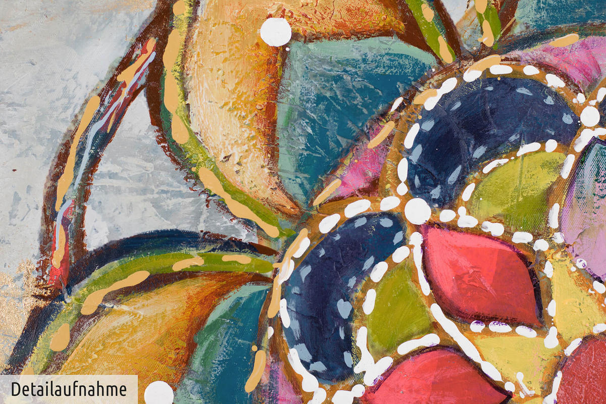 ACRYLBILD HANDGEMALT 80/80 cm - Pink/Gelb, Holz/Textil (80/80cm) - KUNSTLOFT