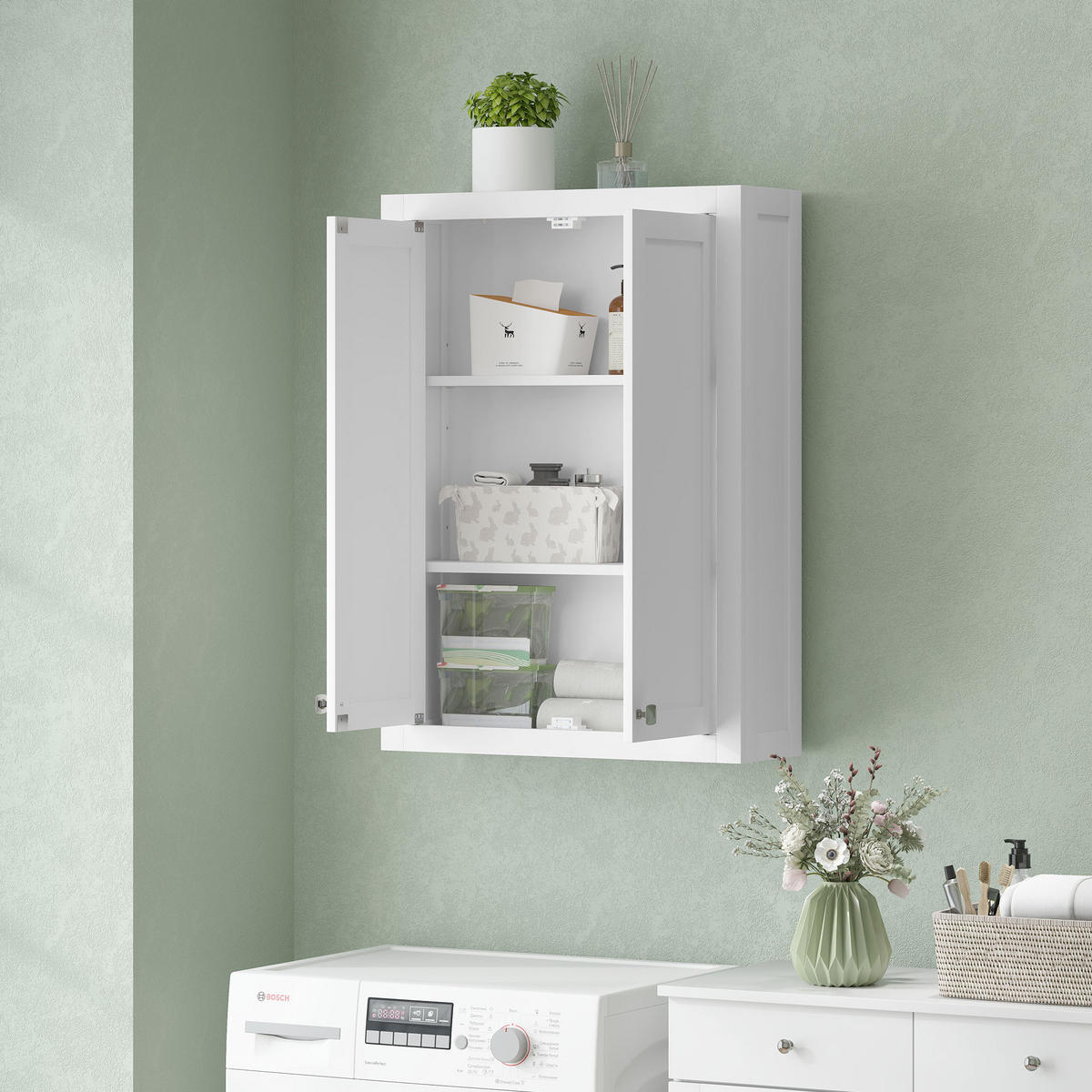 HÄNGESCHRANK DE-15950 61/20/84 cm Weiß - Weiß, Holzwerkstoff (20/84/61cm) - ComfortXL