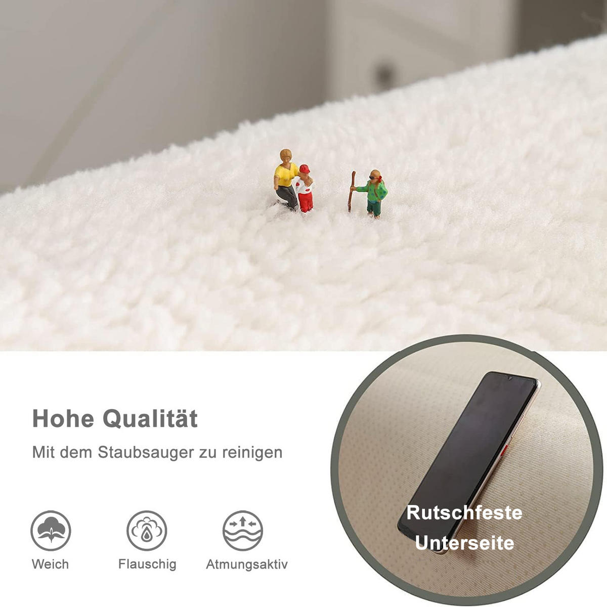 SOFADECKE Samt Verschiedene Größen, Weich & Rutschfest (1 Stück) - Beige, Textil (70/70cm) - Kaket