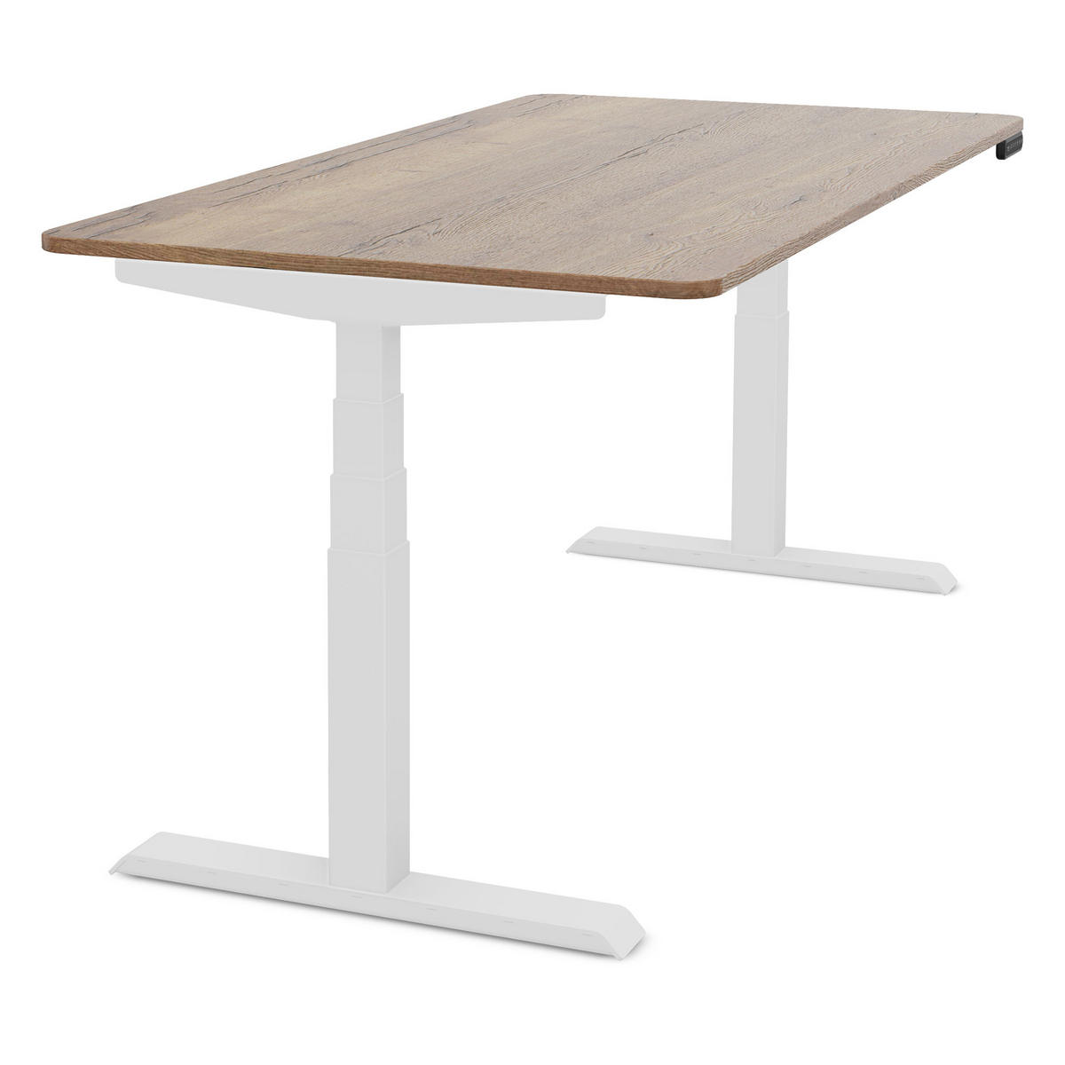 SCHREIBTISCH Elektrisch Höhenverstellbarer Familien Schreibtisch Pitino Curved Eiche Tabak Signalweiß 160/70/52.5-121cm - Eiche Wotan/Weiß, Holzwerkstoff/Metall (70/160/121cm) - ASSMANN