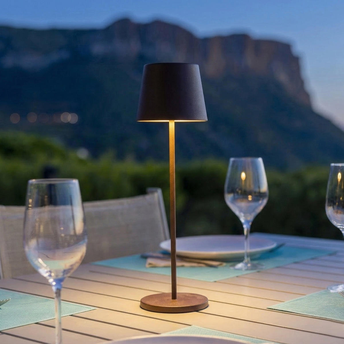 KELLY Kabellose Tischleuchte H38CM - Braun, Metall (10/10/38cm) - Lumisky