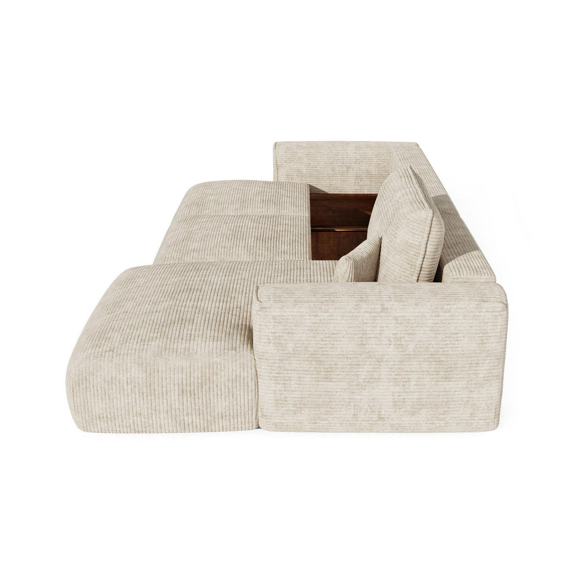 ECKSOFA rechtwinklig COMO Cord Beige 297cm - Beige, Textil (297/167cm) - Premium Interiors