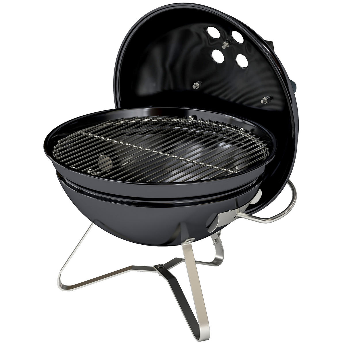 HOLZKOHLEGRILL DE-10311 tragbarer Kugelgrill mit Deckel Schwarz - Schwarz, Metall (41/44/41cm) - ComfortXL