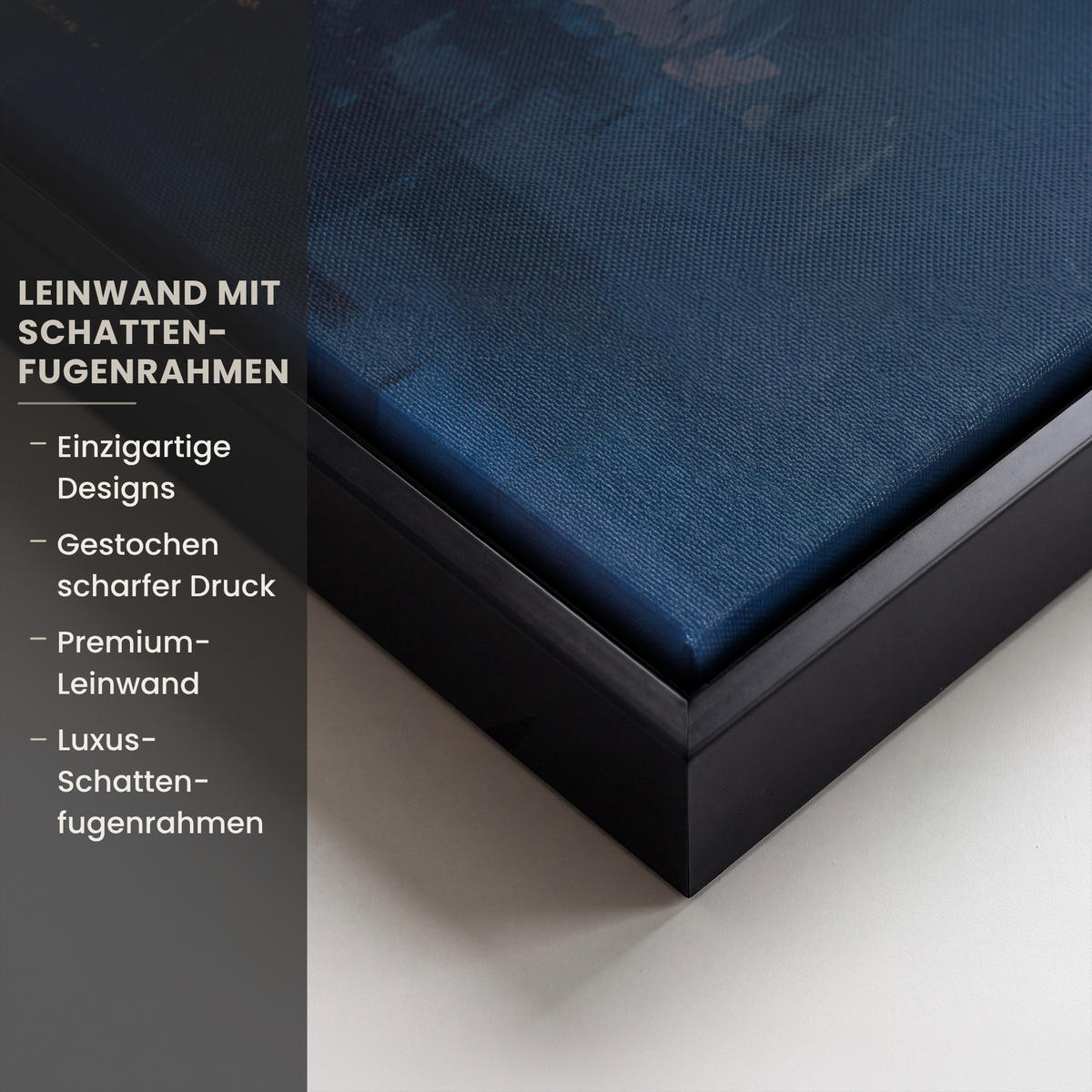 LEINWAND Bilder mit Rahmen - Skyline - Pinselstriche - Dunkelblau - Leuchtend - 60x40 - Blau, Textil (60/40cm) - MuchoWow