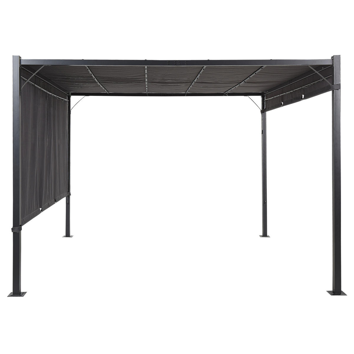 PERGOLA mit LED-Beleuchtung Stahl dunkelgrau 310/310 cm Parga - Schwarz/Grau, Metall (310/215/310cm) - Beliani