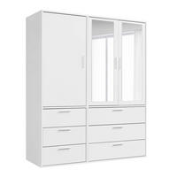 KLEIDERSCHRANK mit Spiegel Der Grenzenlose - Weiß, Holzwerkstoff (150/187/58cm) - Mokebo