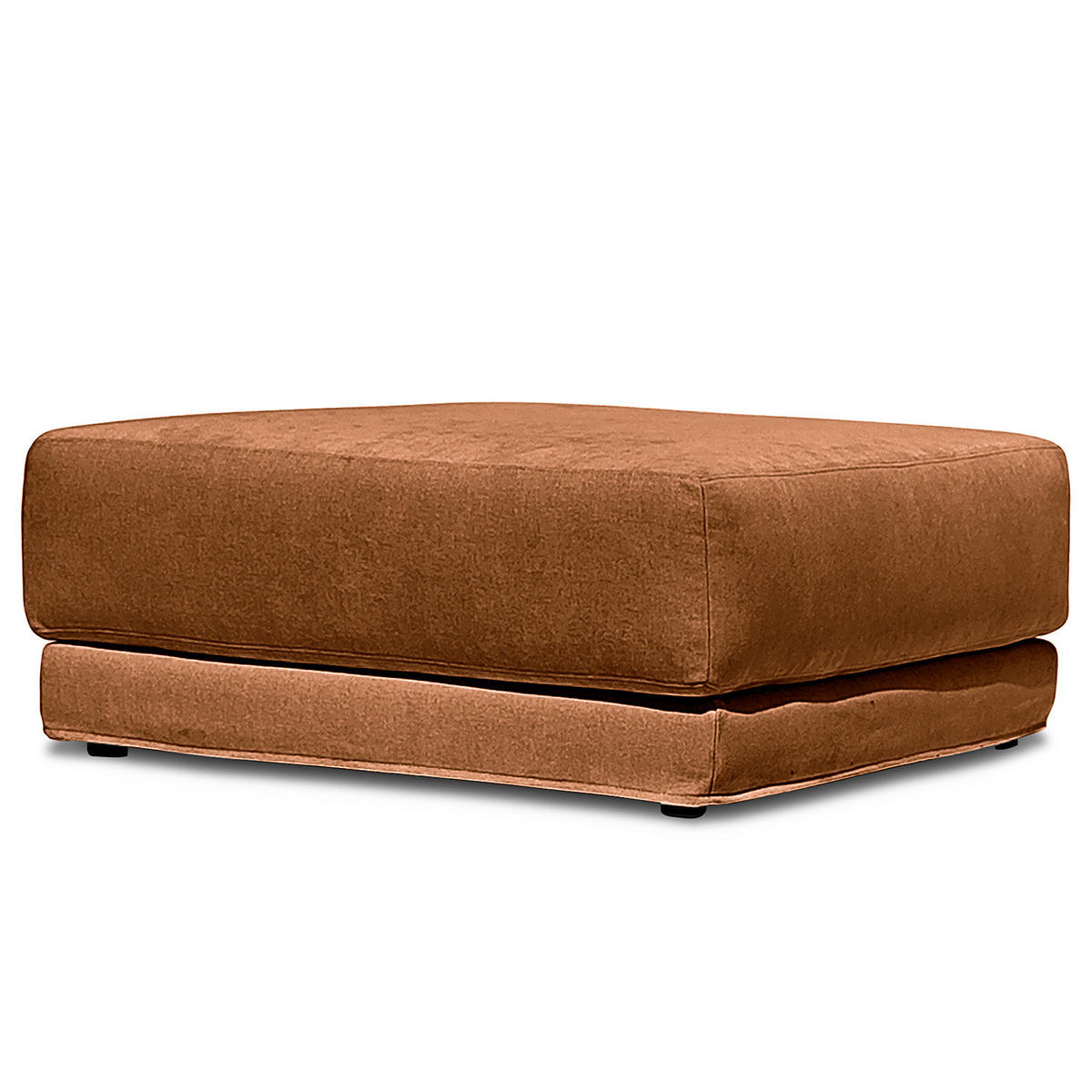 POLSTERHOCKER mit Wechselbezug - Webstoff - Schwarz/Kupferfarben, Holz/Kunststoff (92/45/92cm) - home24